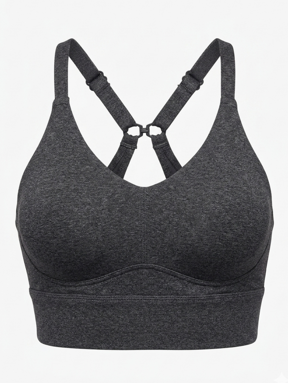Wireless Dark Heather Gray Padded Sports Bralette - Supportive Racerback